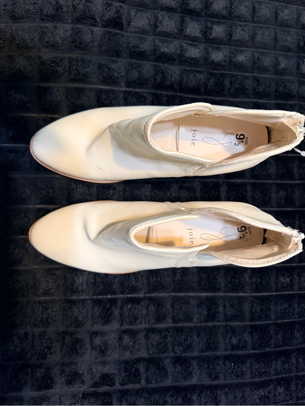 Joie Off-White Leather Pointed Toe Ankle Booties